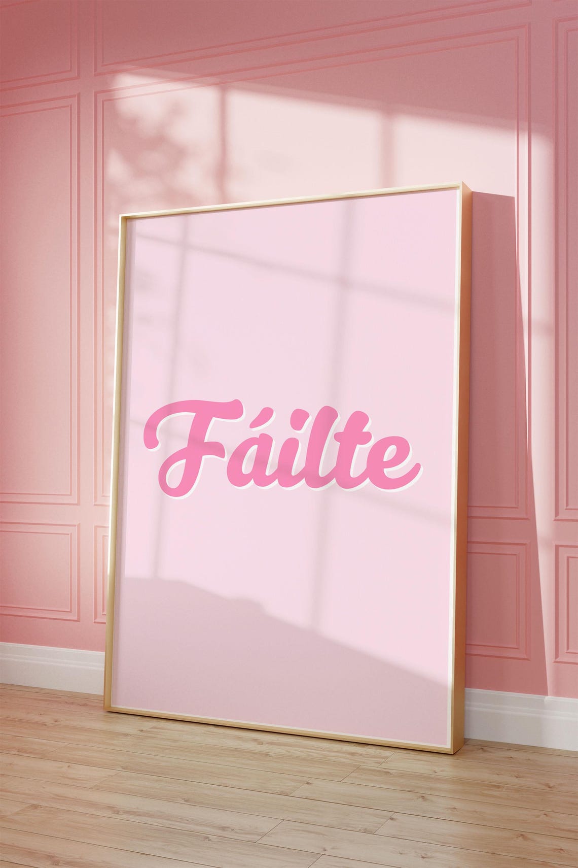 Soft Pink Failte Irish Welcome Script Typography Quote Art Print