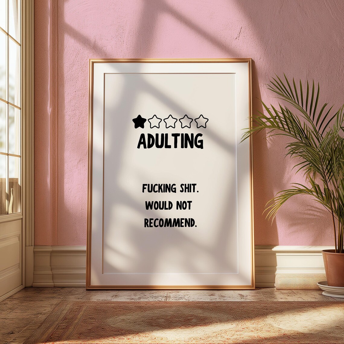 Funny Adulting One Star Review Sarcastic Quote Typography Print - Image 4