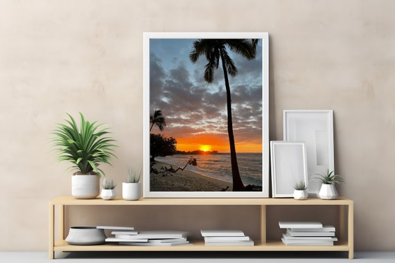 Sunset At Waialea Bay Photo Print Big Island Hawaii Sunset Beach Photo Beach Landscape