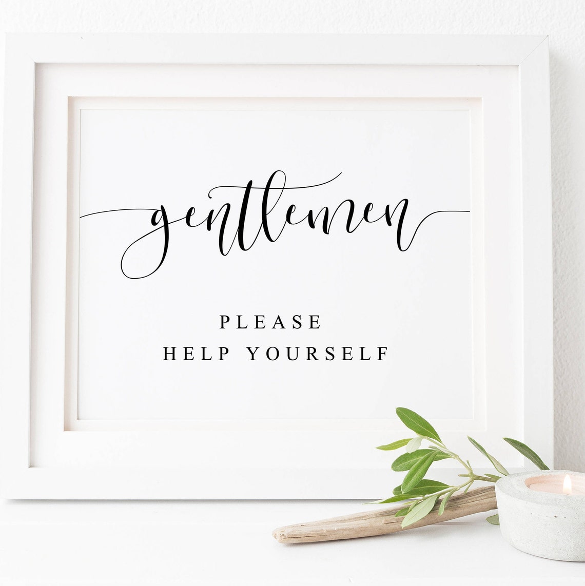 Gentlemen Please Help Yourself Wedding Bathroom Sign Script Poster