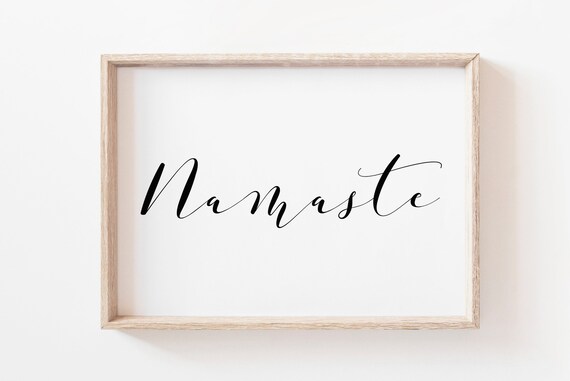 Namaste Calligraphy Script Yoga Zen Minimalist Black White Poster