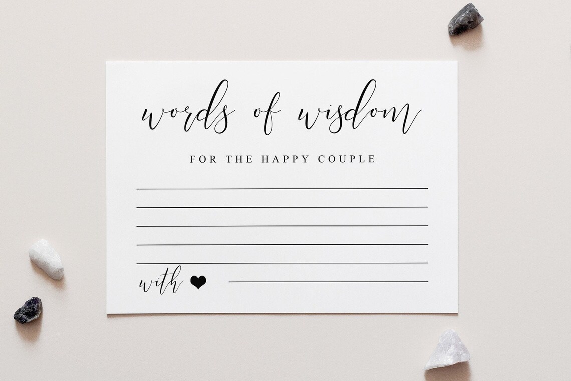 Words Of Wisdom For The Happy Couple Wedding Card Print Design