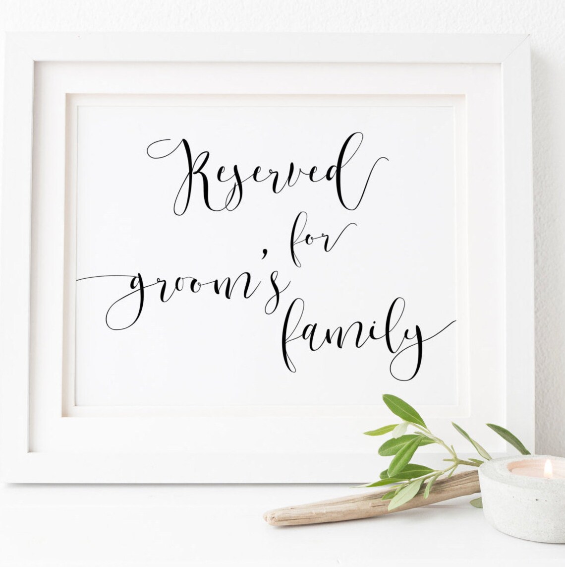 Reserved For Grooms Family Calligraphy Wedding Seating Sign Poster