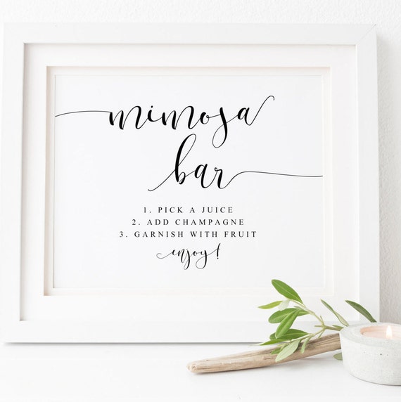 Mimosa Bar Sign Wedding Drinks Open Bar Print