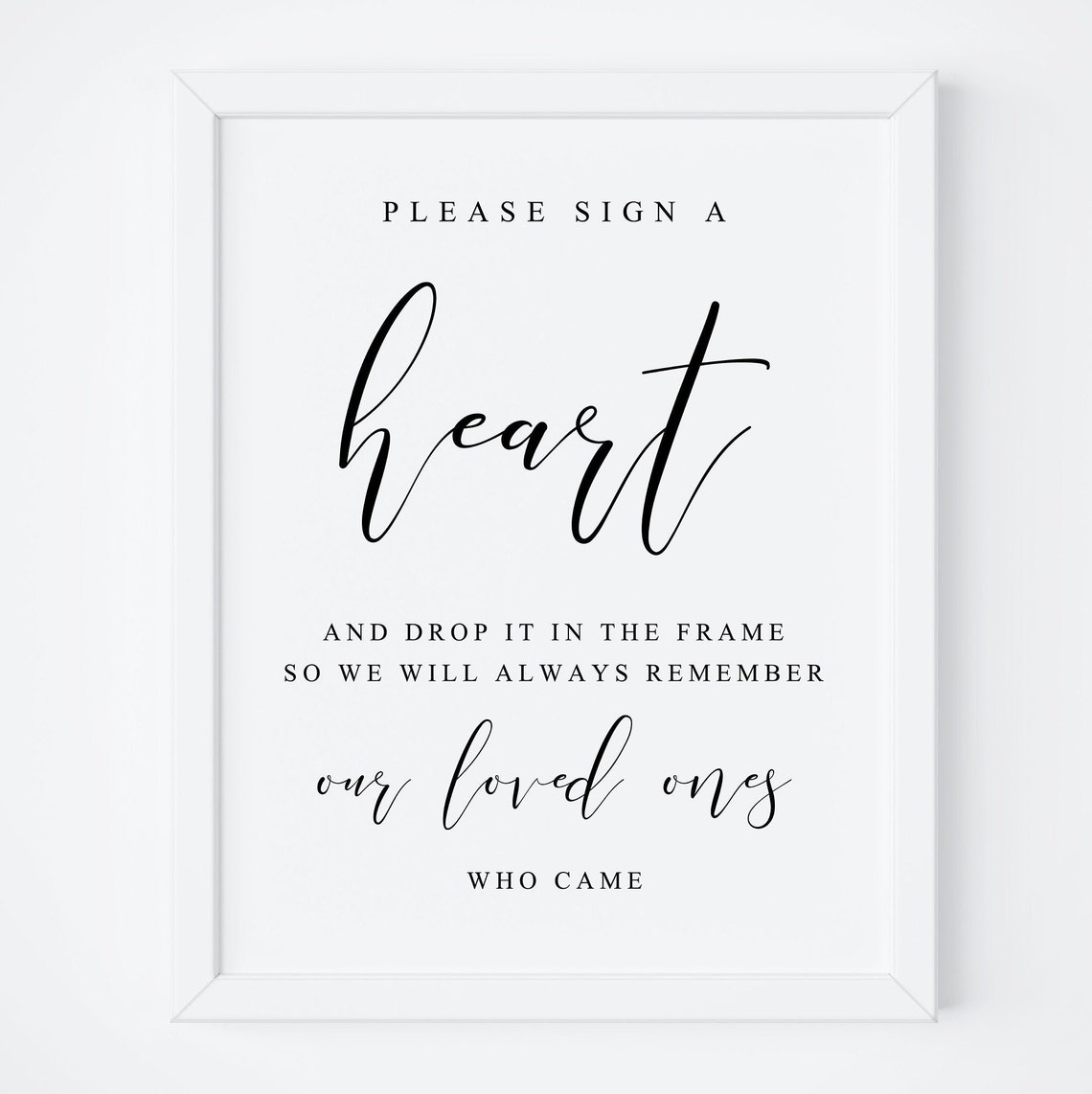Sign A Heart Guestbook Sign Remember Loved Ones Wedding Print