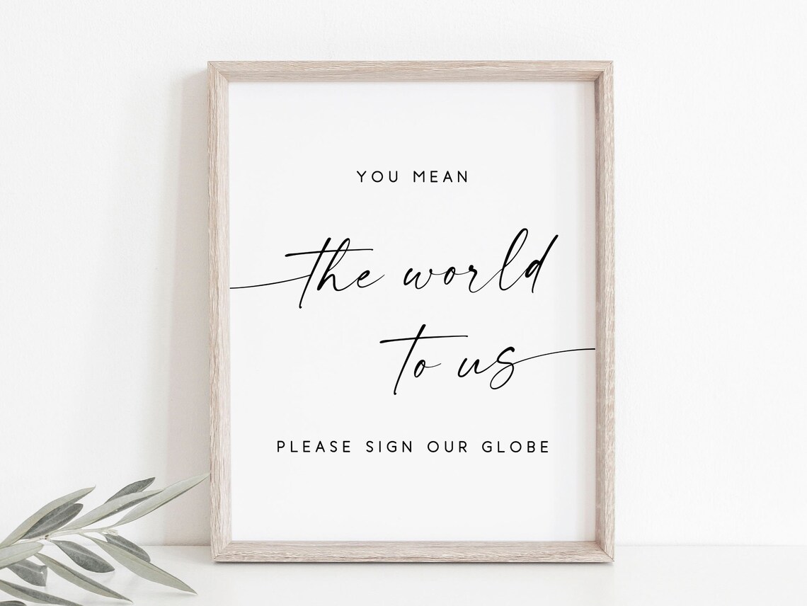 You Mean The World To Us Wedding Globe Guestbook Sign Poster
