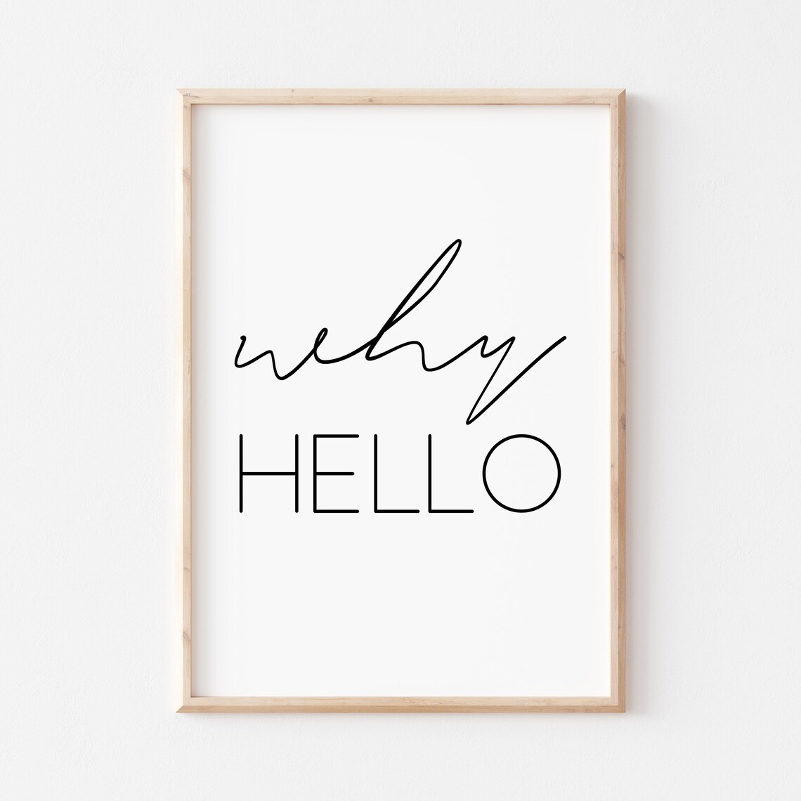 Why Hello Mixed Script Typography Wall Decor Minimalist Quote Poster Gift
