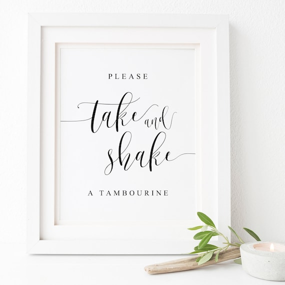 Please Take a Shake Tambourine Wedding Sign