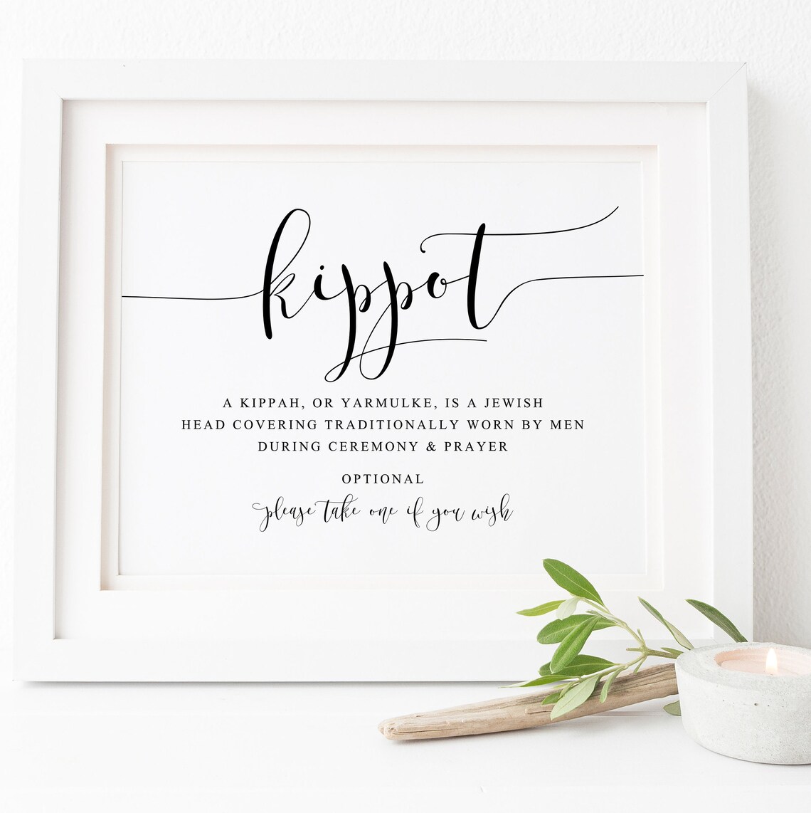 Kippot Wedding Sign, Jewish Wedding Art Print