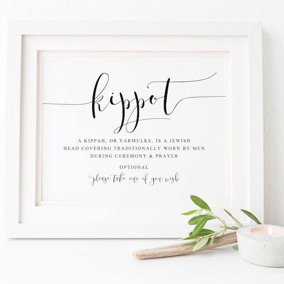 Kippot Wedding Sign, Jewish Wedding Art Print