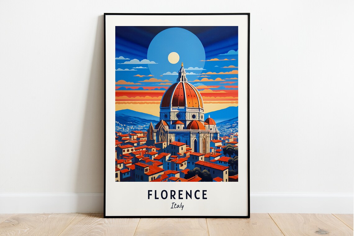 Florence Italy Travel Poster, City Wall Art