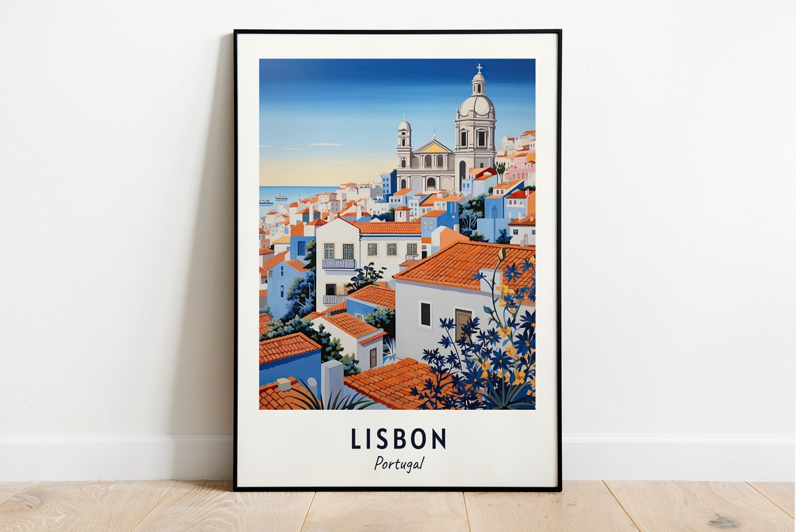 Lisbon Portugal Alfama Rooftops Tagus River Sunset View Poster