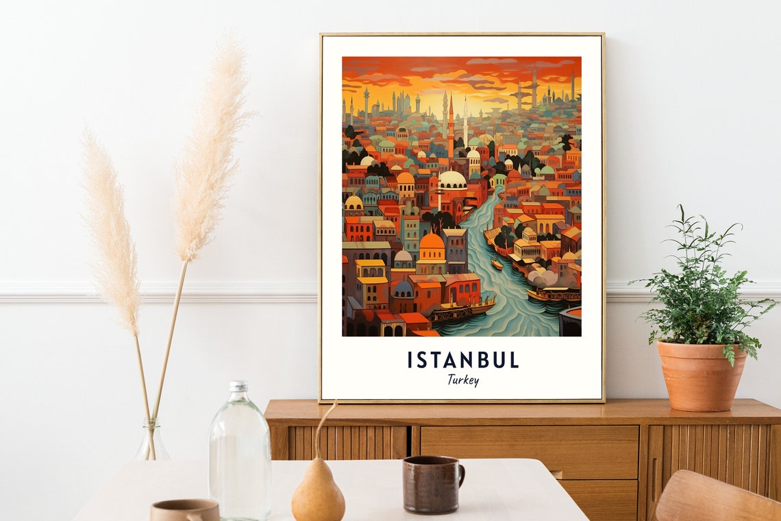 Istanbul Turkey Domes Minarets Waterfront Sunset City Travel Poster - Image 2