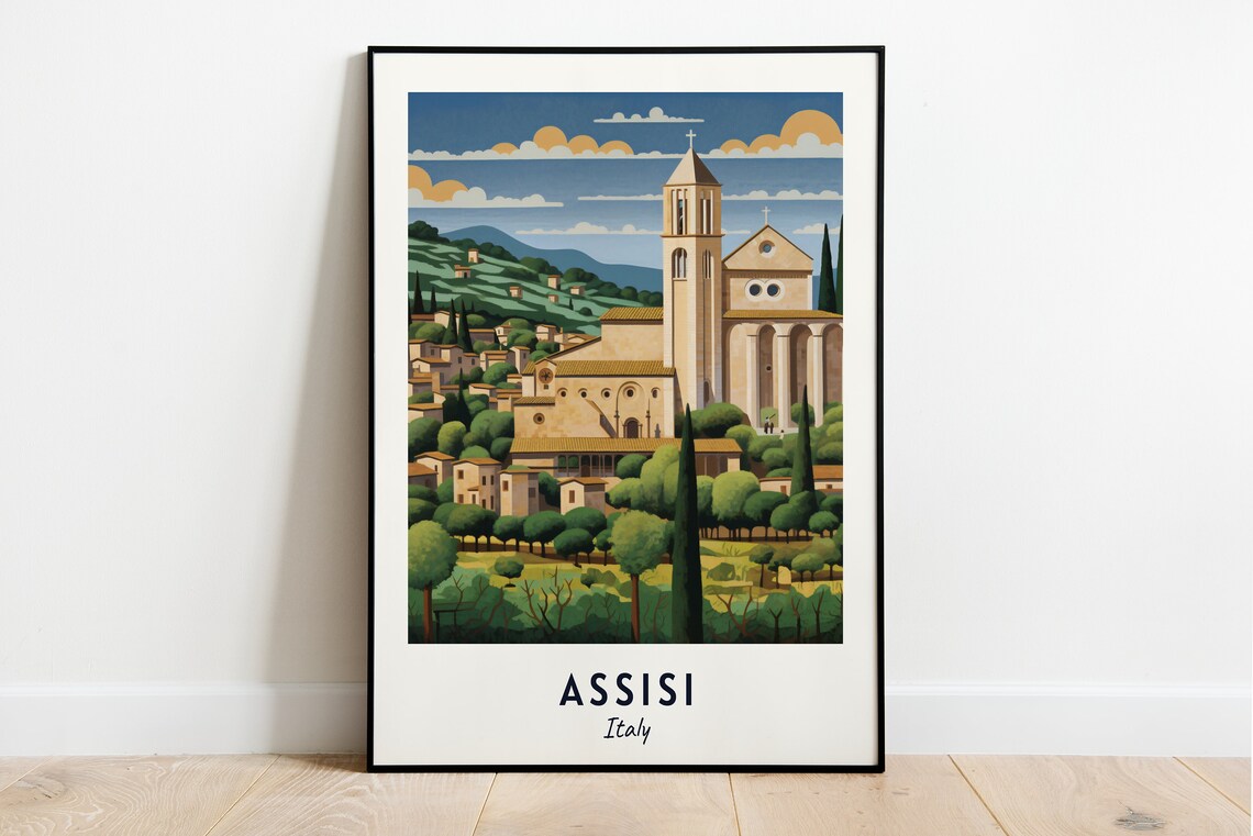 Assisi Travel Poster, Italy City Art Print