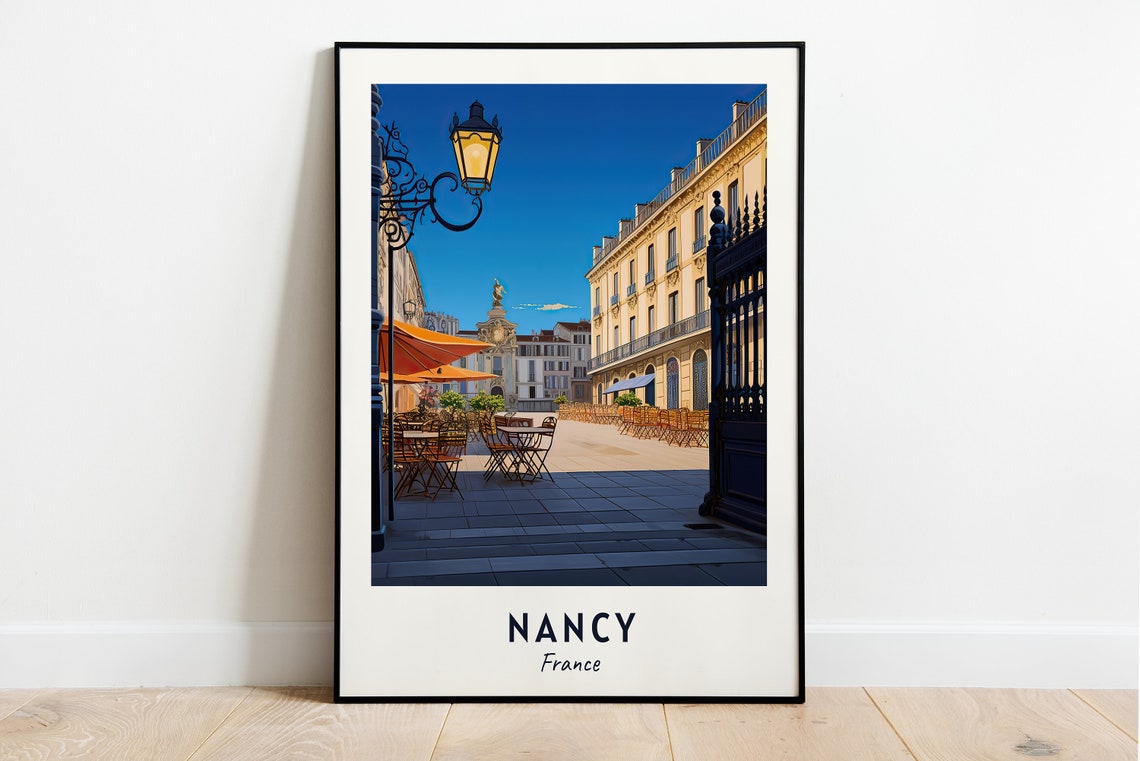 Nancy France Place Stanislas Cafe Terrace Evening Travel Poster