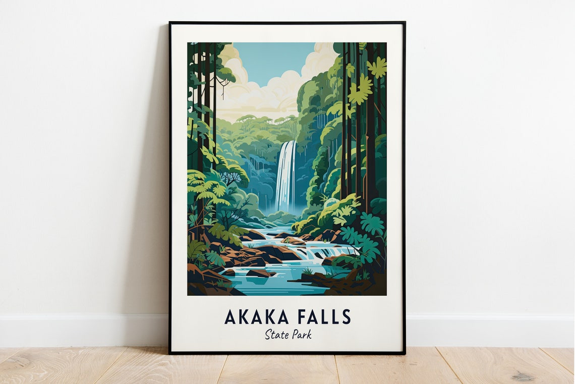 Akaka Falls State Park Waterfall In Lush Hawaiian Rainforest Poster