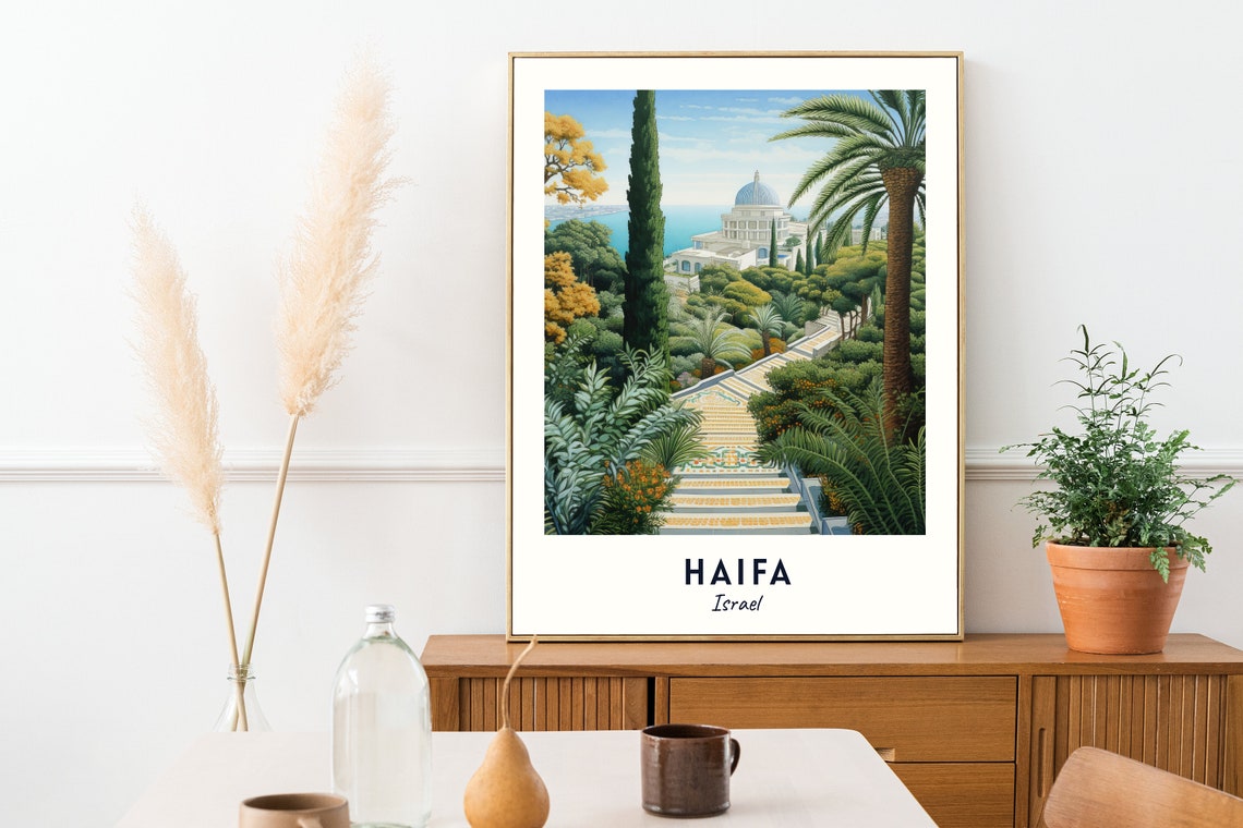 Bahai Gardens Travel Print Wall Art Haifa Israel City Print Bahai Gardens Travel Gift Bahai Gardens Poster Wall Art - Image 2