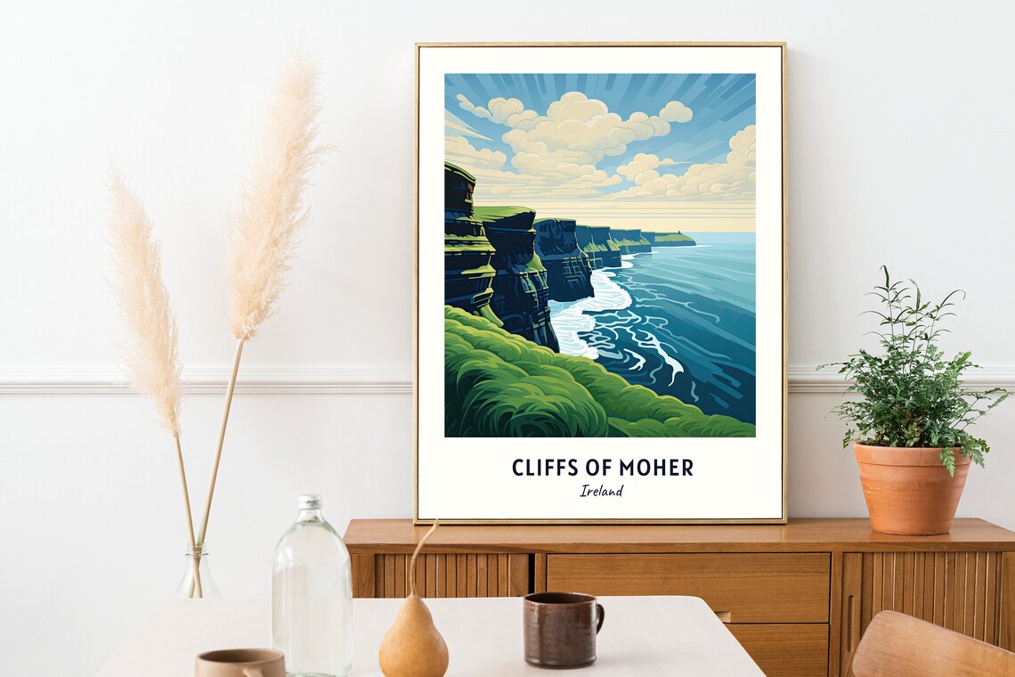 Cliffs Of Moher Ireland Dramatic Sea Cliffs Vintage Travel Poster - Image 2