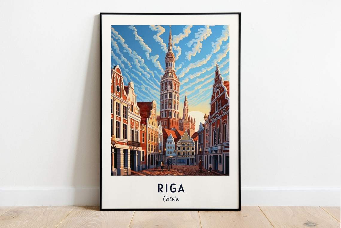 Riga Old Town UNESCO Travel Poster