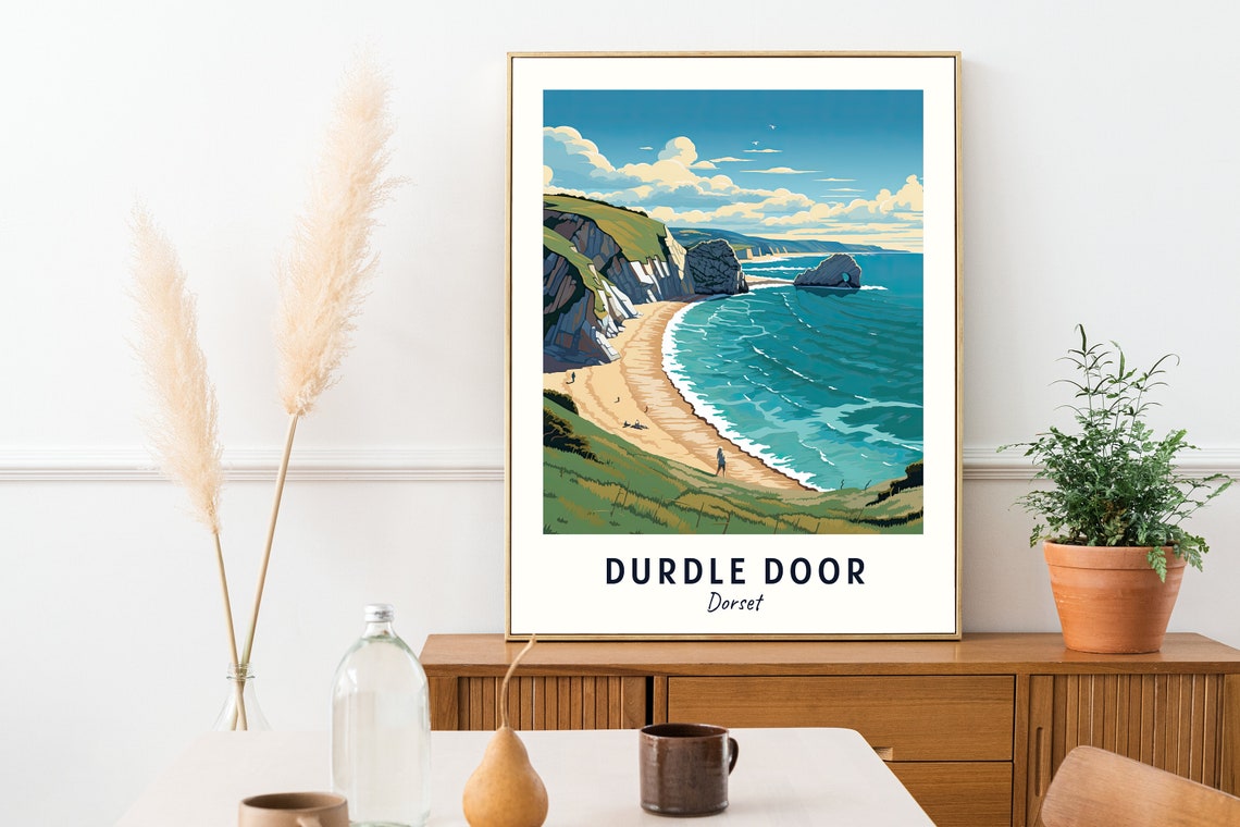 Durdle Door Dorset Limestone Arch Over Turquoise Bay And Cliffs Poster - Image 2