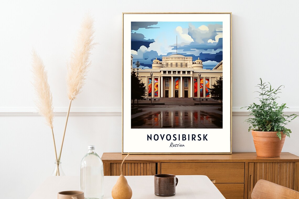 Novosibirsk Grand Opera House Wet Plaza Russia Travel Poster - Image 2