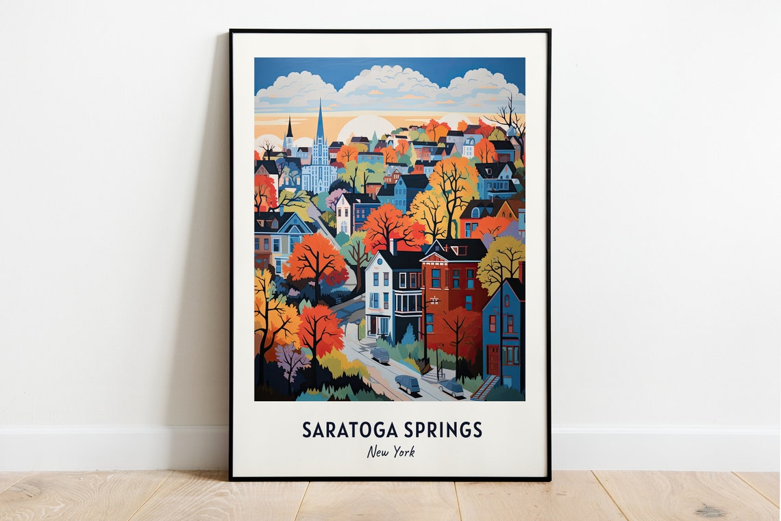 Saratoga Springs Travel Print Wall Art Saratoga Springs New York City Print Saratoga Springs Travel Gift Saratoga Springs City Poster