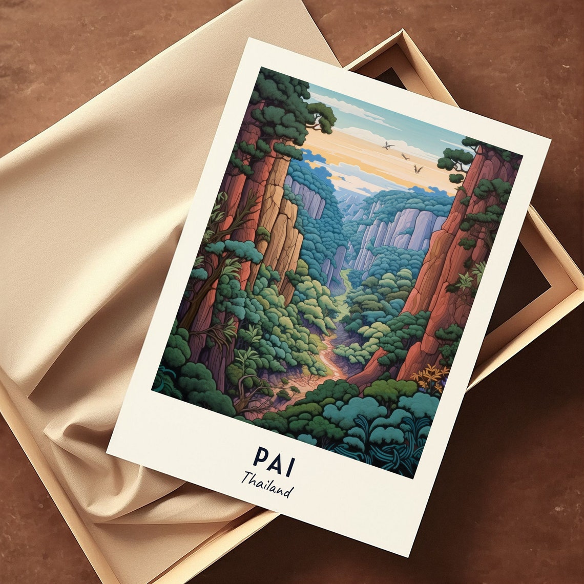 Pai Canyon Red Rock Cliffs Gorge Dramatic Thailand Travel Poster - Image 3