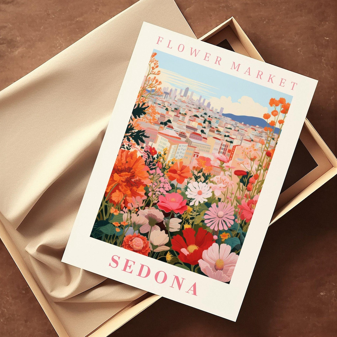 Sedona Flower Market Travel Poster, Floral Illustration - Image 2