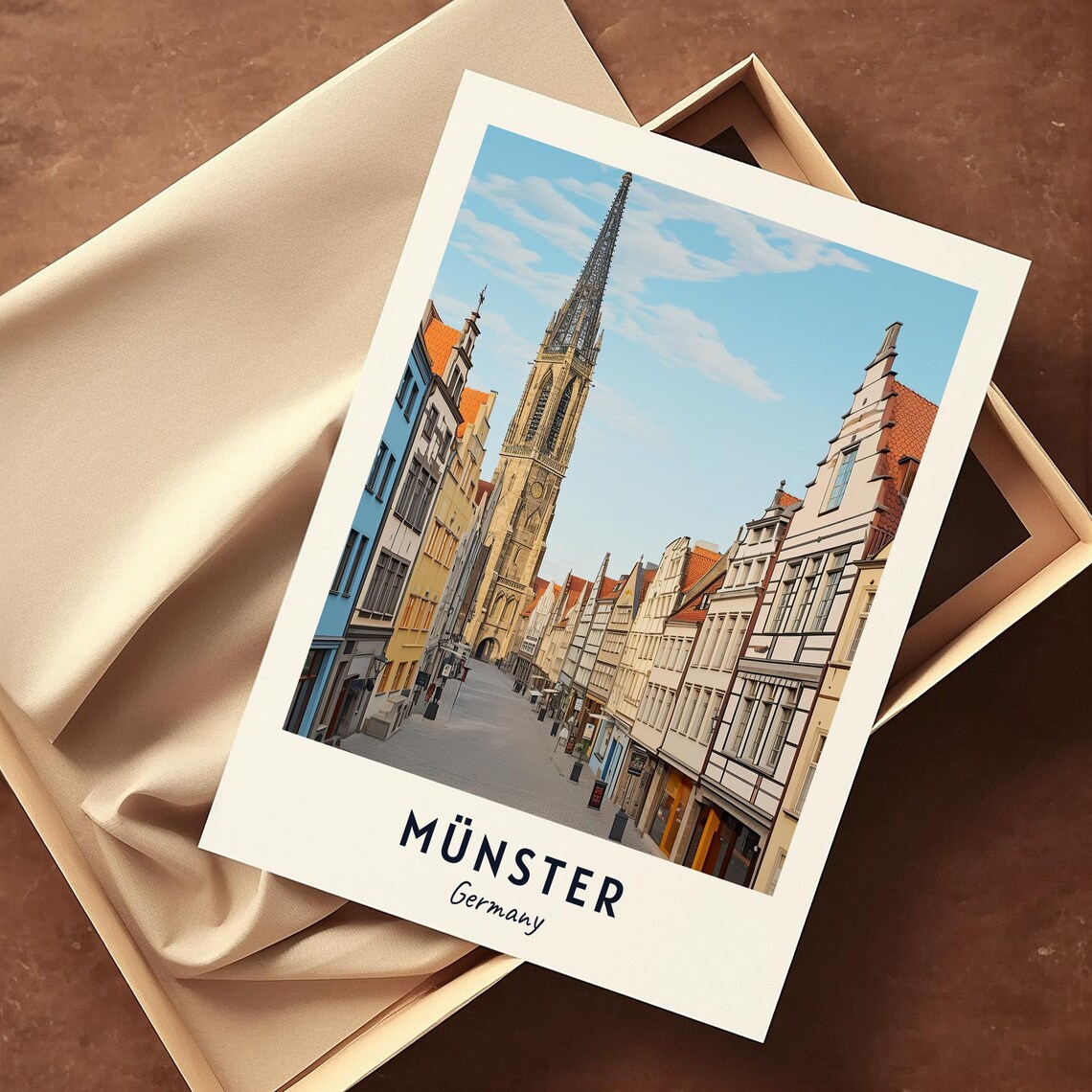 Münster Germany Old Town Gabled Street Church Tower Travel Poster - Image 3