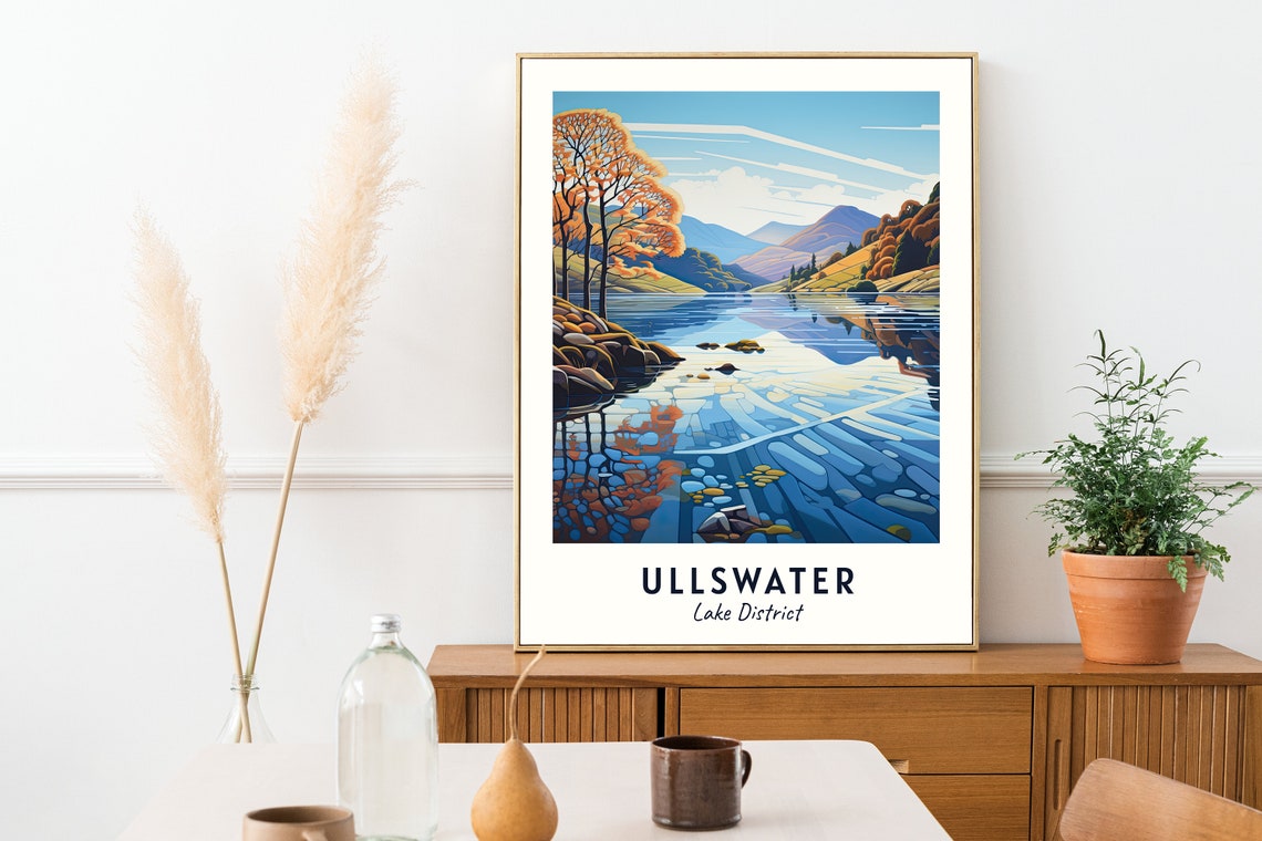 Ullswater Lake District Autumn Trees Mirror Lake Scene Poster - Image 2