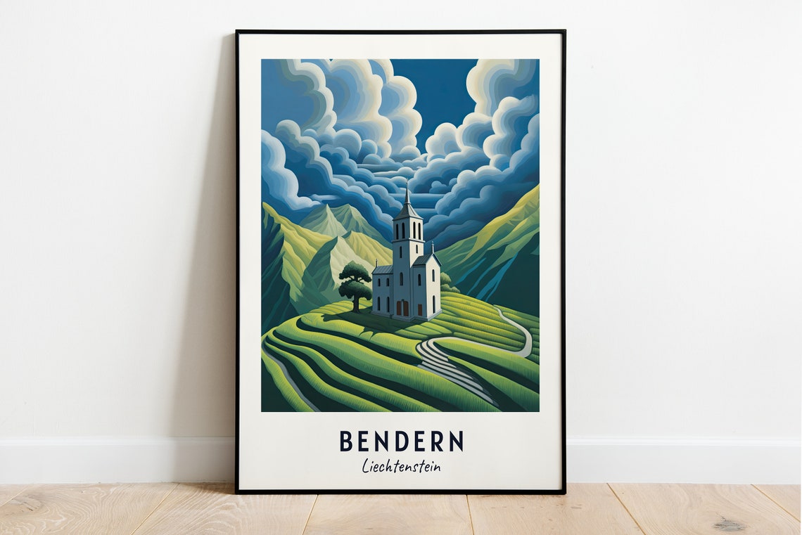 Bendern Church Travel Print Wall Art Bendern Liechtenstein City Print Bendern Church Travel Gift Bendern Church Poster Travel Gift