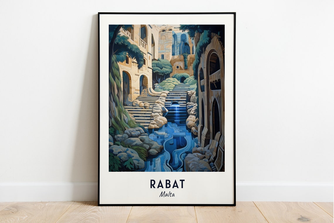 Catacombs Of St Paul Ancient Stone Grotto Rabat Malta Travel Poster