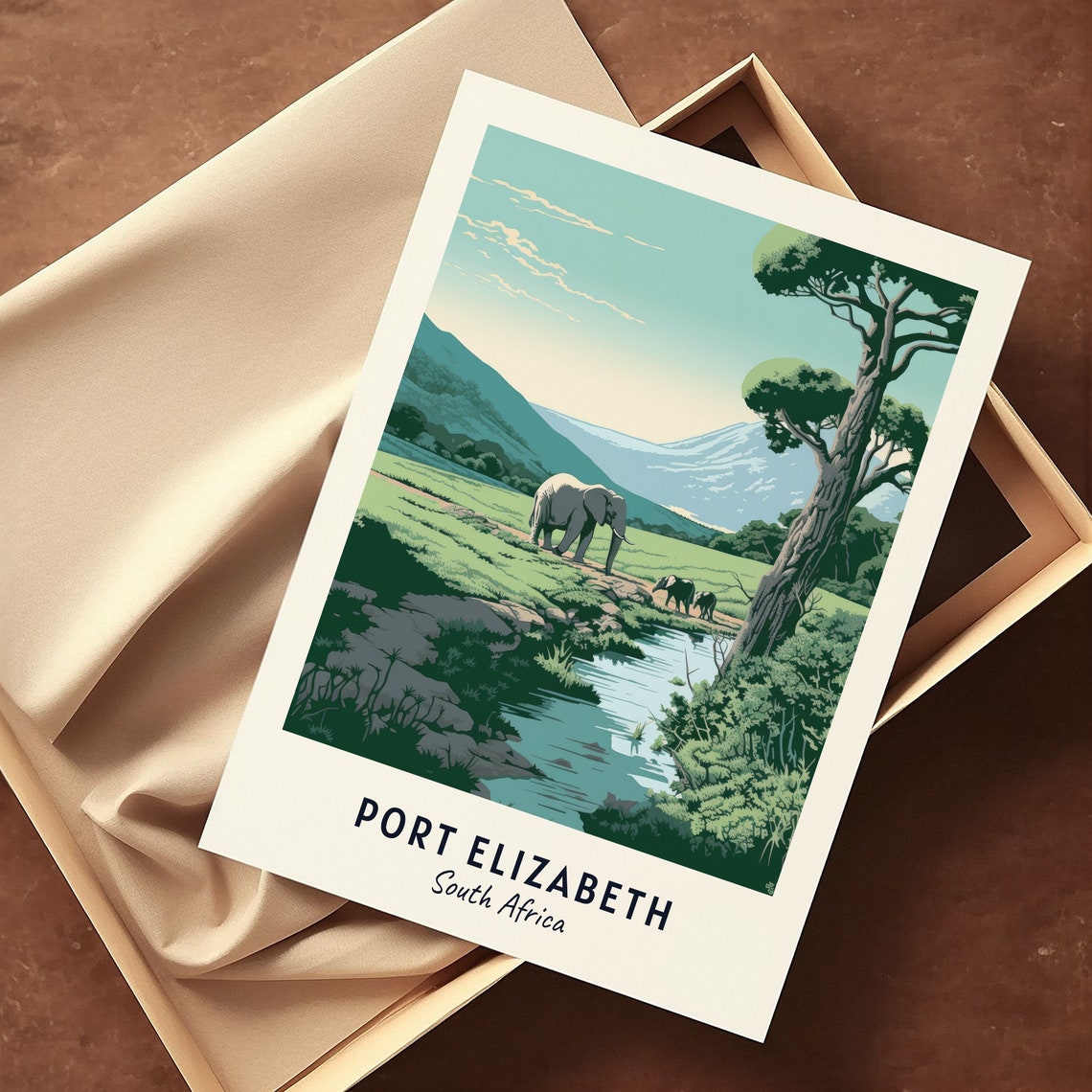 Addo Elephant National Park Travel Print Wall Art Port Elizabeth South Africa City Print Addo Elephant National Park Travel Gift - Image 3