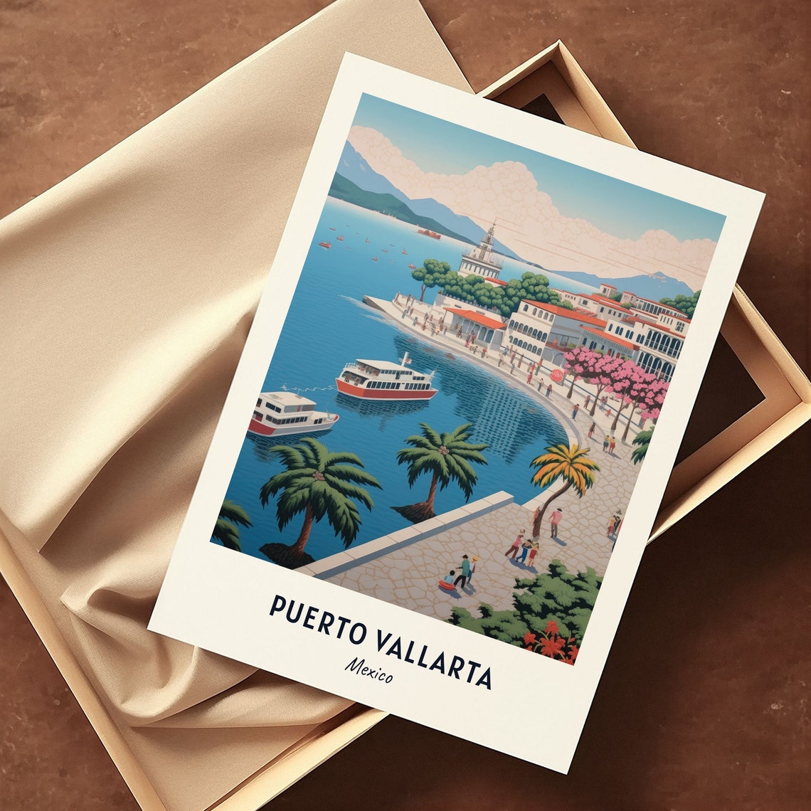 Malecon Boardwalk and Harbor of Puerto Vallarta Mexico Poster - Image 3