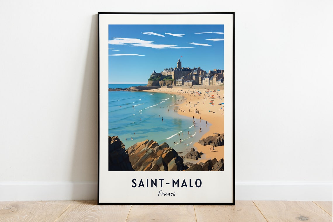 Saint Malo Travel Print Wall Art Saint Malo France City Print Saint Malo Travel Gift Saint Malo City Poster Wall Art