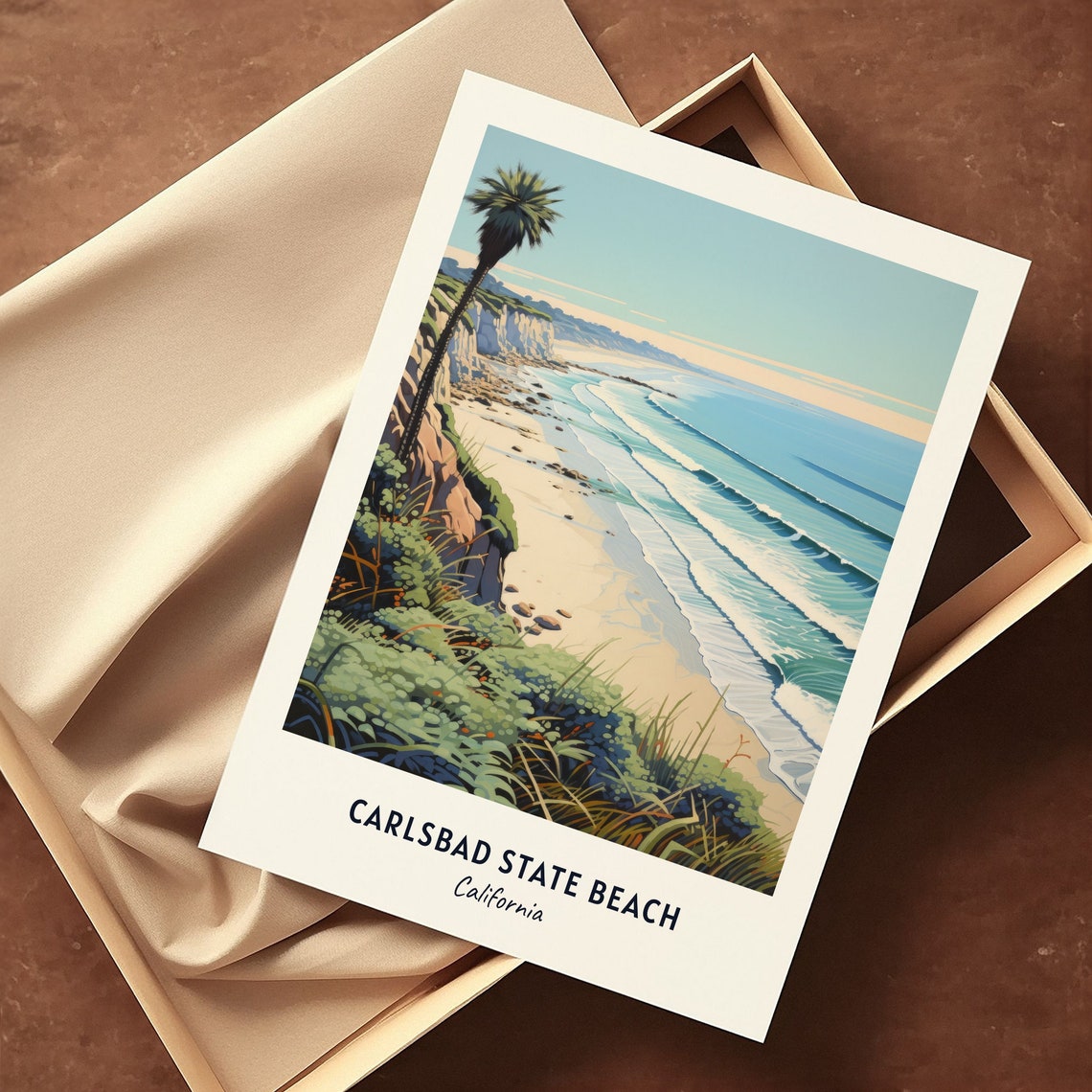 Carlsbad State Beach California Sandy Cliff Ocean Surf View Poster - Image 3