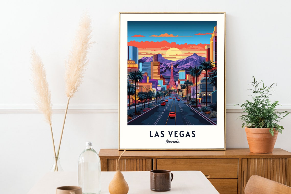 Las Vegas Nevada Strip Night Lights Boulevard Cars Sunset Poster - Image 2