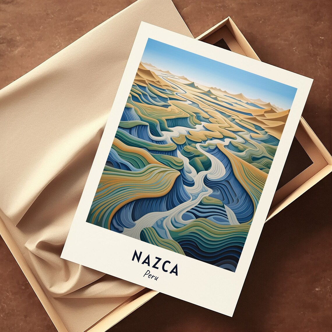 Nazca Peru Desert Lines Flowing Ridges Abstract Landscape Travel Poster - Image 3