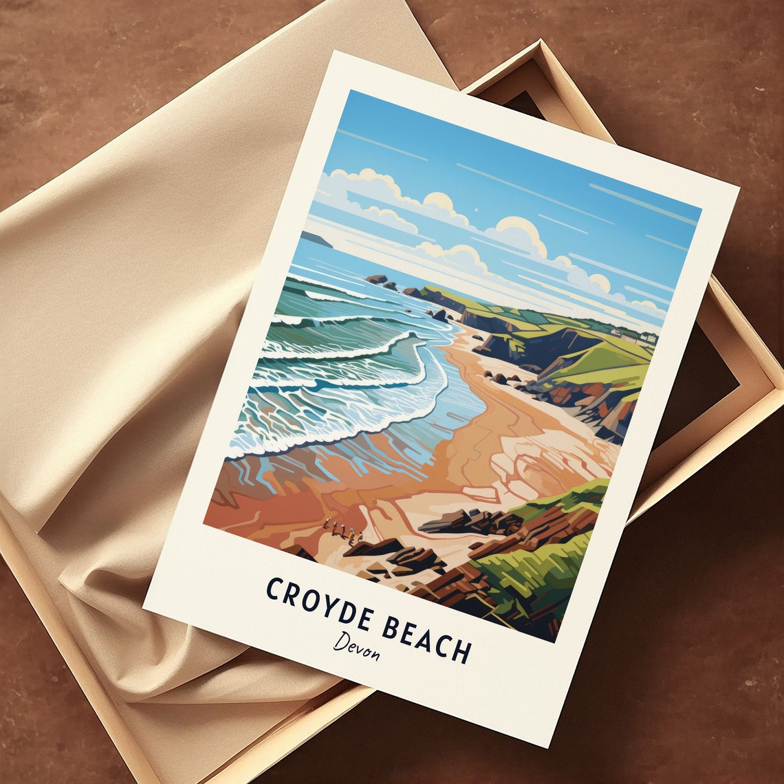 Croyde Beach Devon Surf Waves And Green Cliffs Travel Poster - Image 3