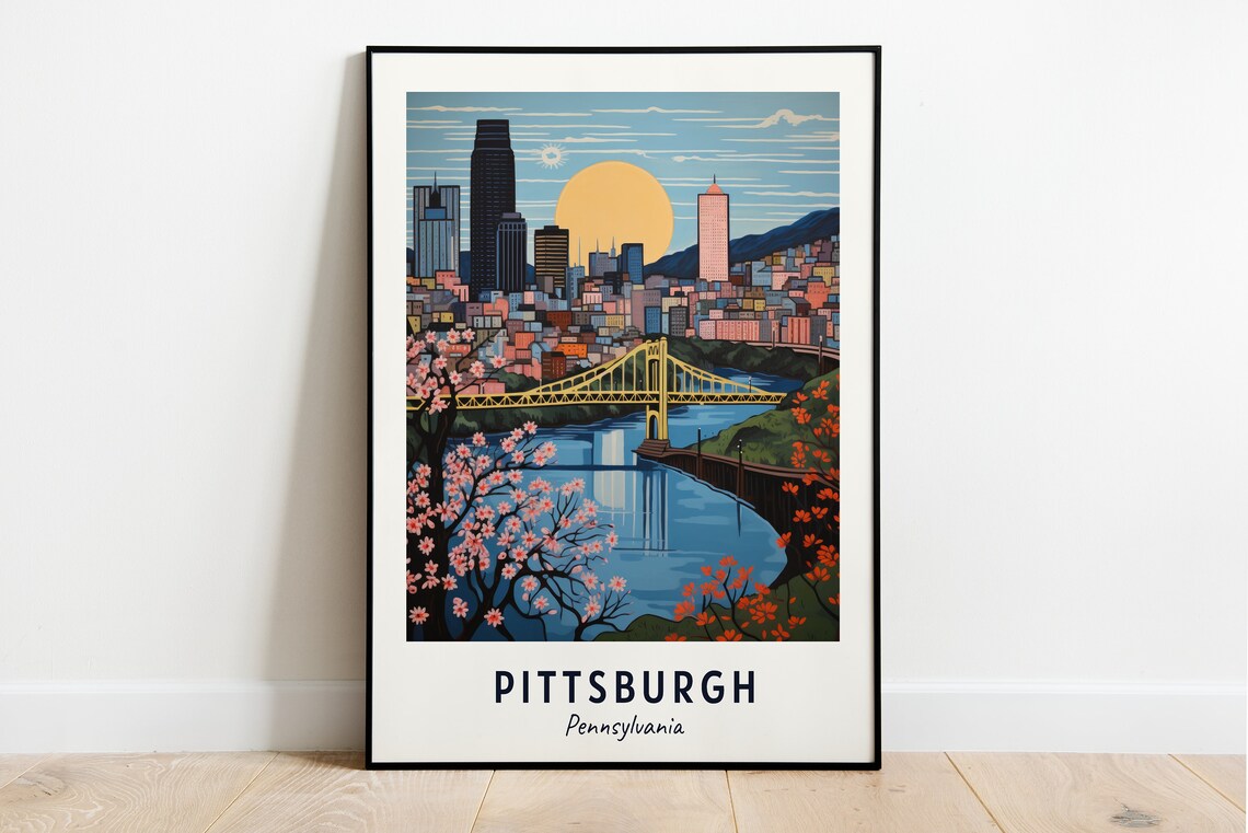 Pittsburgh Travel Poster, Pennsylvania City Print