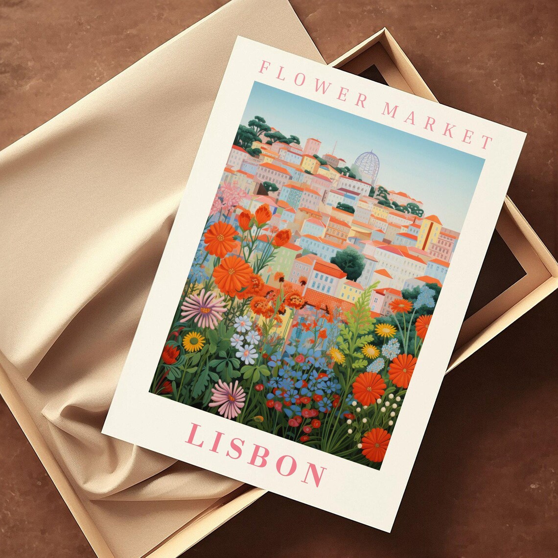 Lisbon Flower Market Poster with Alfama Hillside Daisy Garden - Image 2