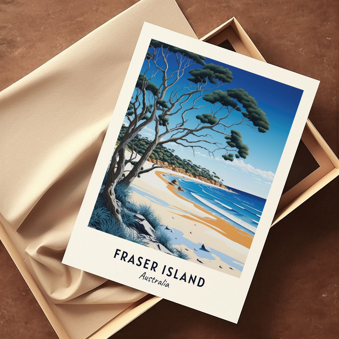 Fraser Island Australia Sandy Beach and Gum Tree Travel Poster - Image 3
