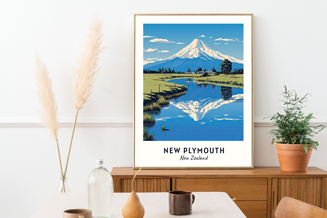 Mount Taranaki Travel Poster, New Plymouth New Zealand - Image 2
