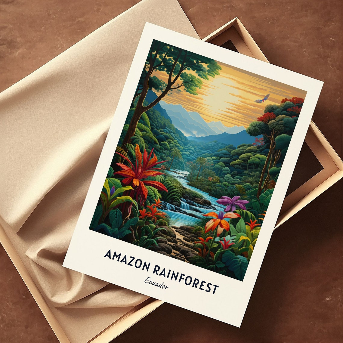 Amazon Rainforest River at Sunrise in Lush Jungle Ecuador Poster - Image 3