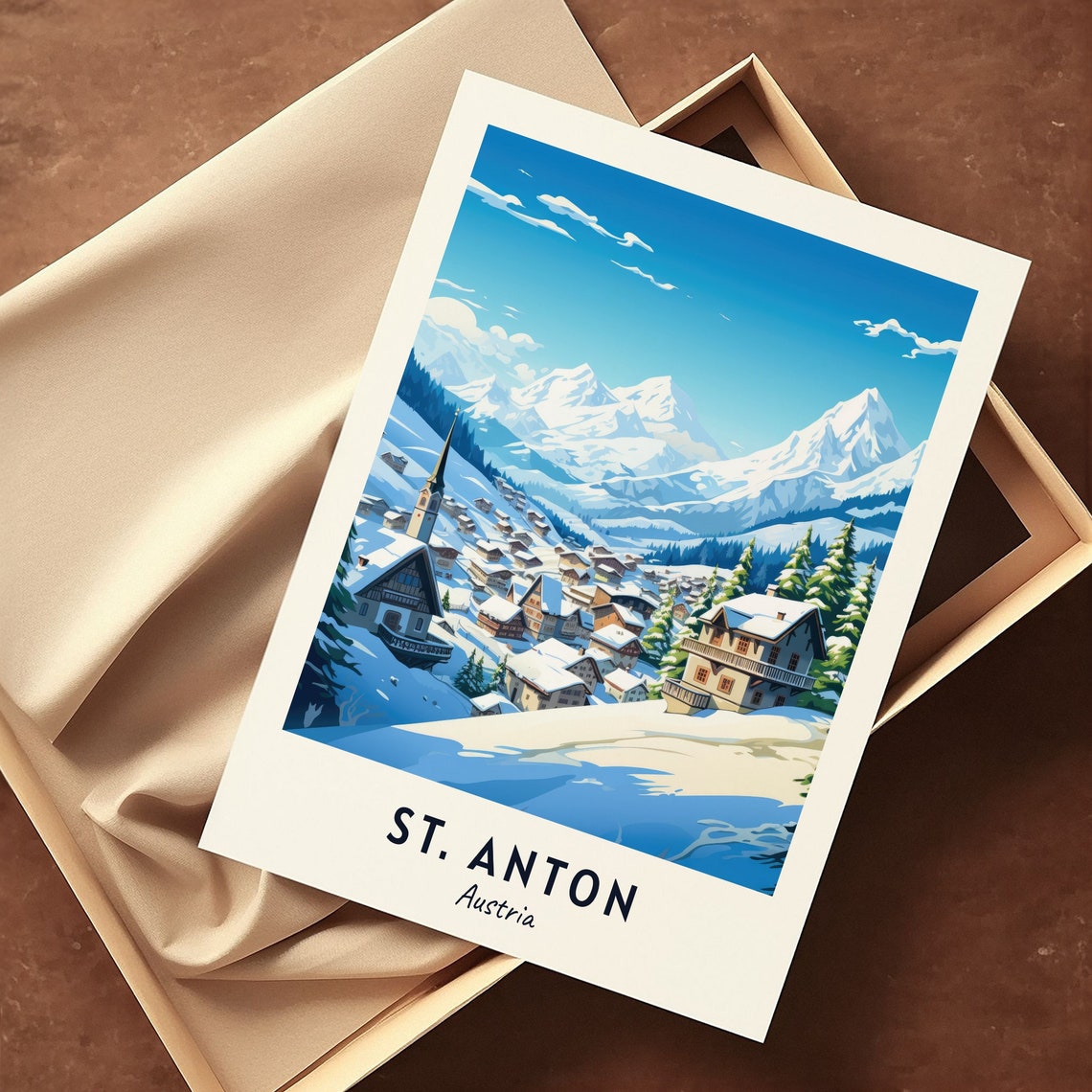 St. Anton Austria Classic Alpine Ski Village Panorama Poster - Image 3