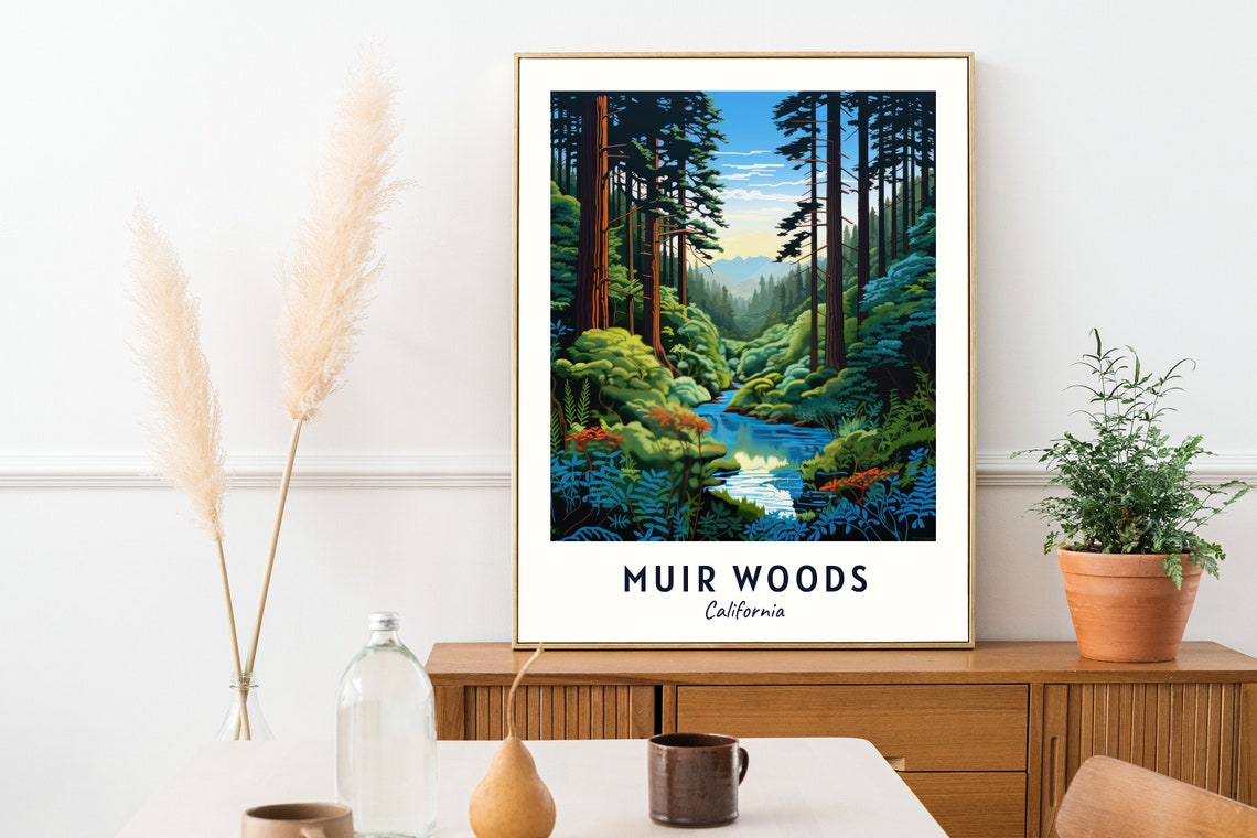 Muir Woods California Towering Ancient Redwood Forest Creek Poster - Image 2