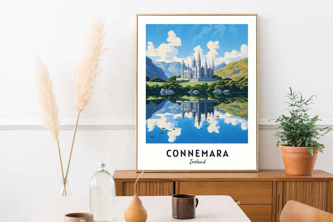 Kylemore Abbey Lake Reflection Connemara Ireland Travel Poster - Image 2