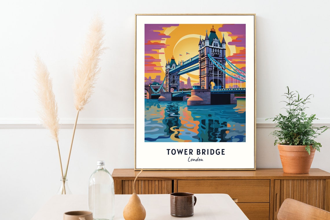 Tower Bridge London Sunset Thames River Landmark Travel Poster - Image 2