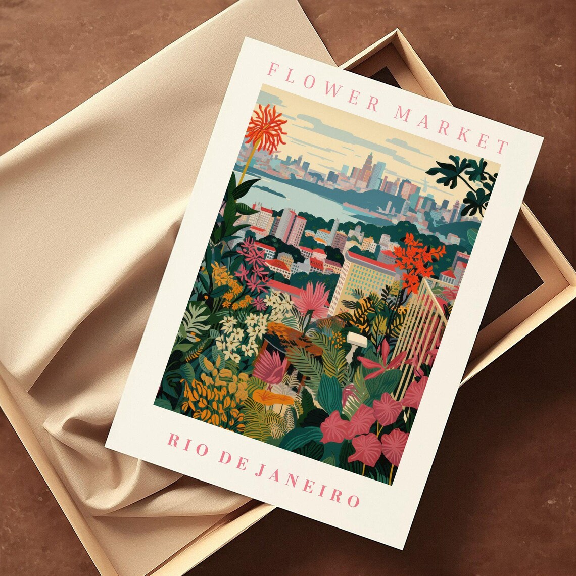 Rio De Janeiro Flower Market Tropical Bay Hills Bloom Travel Poster - Image 2