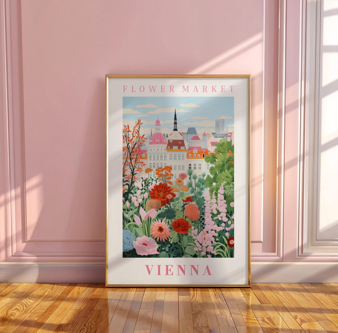 Vienna Flower Market Imperial Domes Blossoming Garden Travel Poster - Image 3